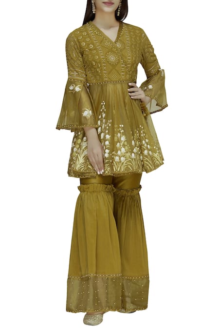 Poonam Dubey Chikankari Kurta Sharara Set 