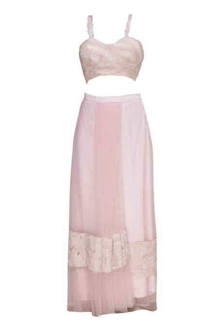 Shop_Divya Kanakia_Pink Pre-pleated Saree Set _Online_at_Aza_Fashions