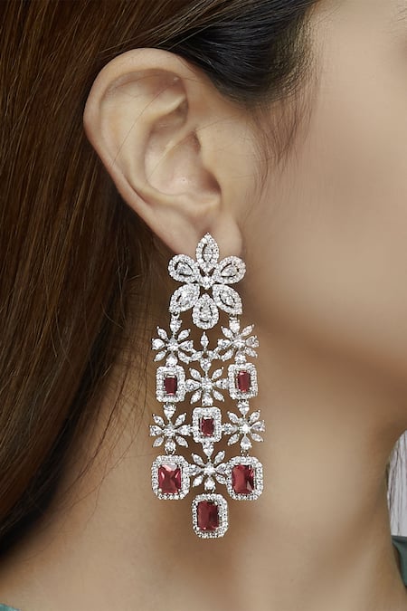 Moh-Maya by Disha Khatri Silver Plated Stone Danglers