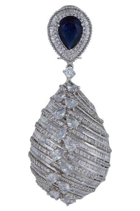 Moh-Maya By Disha Khatri_Silver Plated Stone Danglers_Online_at_Aza_Fashions