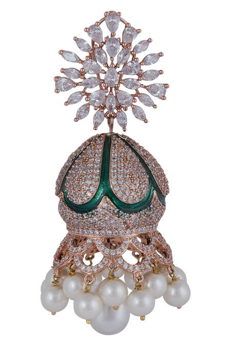 Moh-Maya By Disha Khatri Gold Plated Stone Jhumkas Online at Aza Fashions Moh-Maya By Disha Khatri_Gold Plated Stone Jhumkas_Online_at_Aza_Fashions