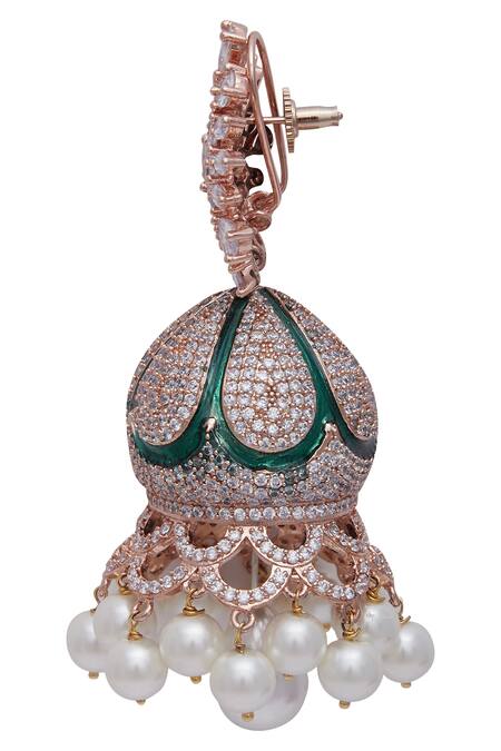 Shop Moh-Maya By Disha Khatri Gold Plated Stone Jhumkas Online at Aza Fashions Shop_Moh-Maya By Disha Khatri_Gold Plated Stone Jhumkas_Online_at_Aza_Fashions