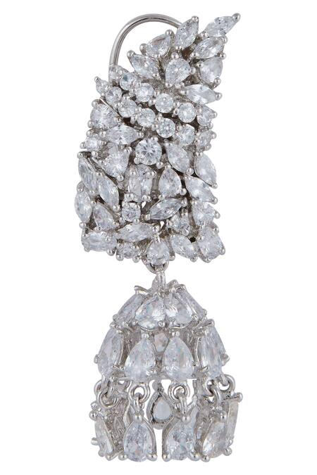 Moh-Maya By Disha Khatri Silver Plated Stone Jhumkas Online at Aza Fashions Moh-Maya By Disha Khatri_Silver Plated Stone Jhumkas_Online_at_Aza_Fashions