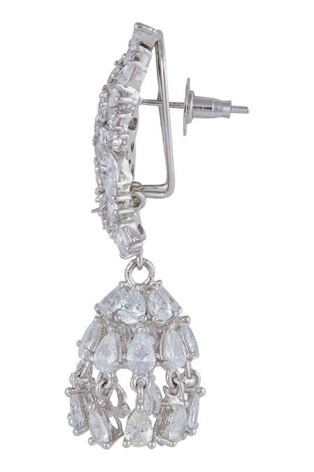 Shop Moh-Maya By Disha Khatri Silver Plated Stone Jhumkas Online at Aza Fashions Shop_Moh-Maya By Disha Khatri_Silver Plated Stone Jhumkas_Online_at_Aza_Fashions