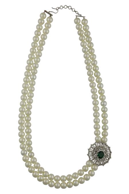 Moh-Maya By Disha Khatri White Crystals Necklace Set Online at Aza Fashions Moh-Maya By Disha Khatri_White Crystals Necklace Set_Online_at_Aza_Fashions