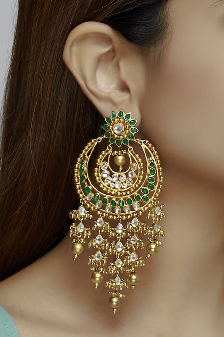 Moh-Maya by Disha Khatri Stone Chandbali Earrings 