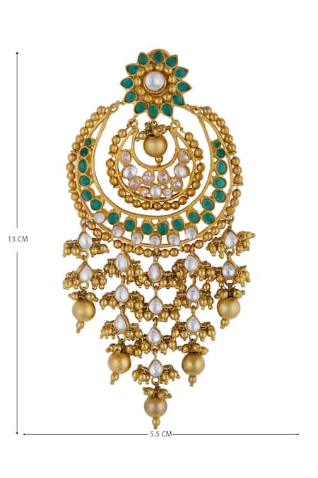 Buy Moh-Maya By Disha Khatri Gold Plated Stones, Beads Chandbali Earrings Online at Aza Fashions Buy_Moh-Maya By Disha Khatri_Gold Plated Stones, Beads Chandbali Earrings _Online_at_Aza_Fashions