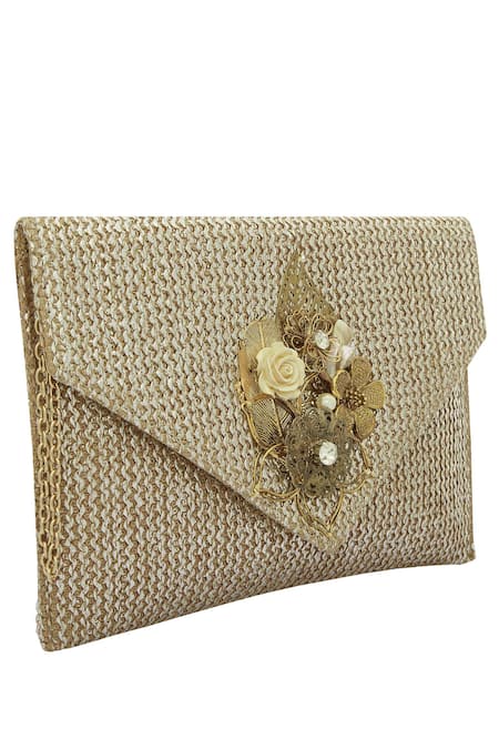 Moh-Maya by Disha Khatri Gold Embellished Envelope Clutch