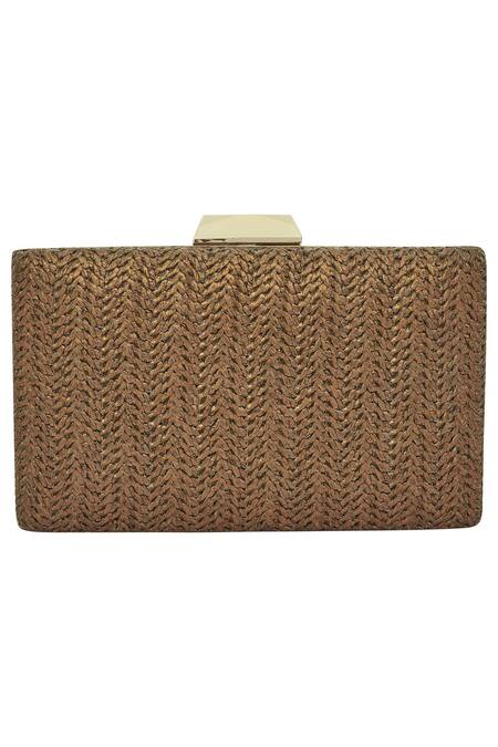 Shop Moh-Maya By Disha Khatri Brown Beads, Metallic Thread Embellished Box Clutch Online at Aza Fashions Shop_Moh-Maya By Disha Khatri_Brown Beads, Metallic Thread Embellished Box Clutch_Online_at_Aza_Fashions