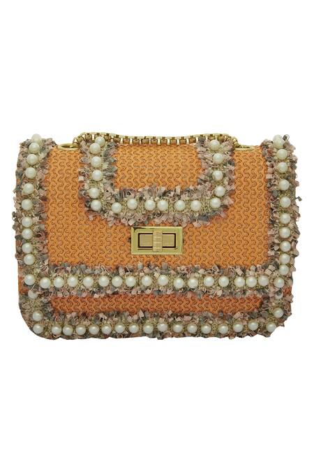 Moh-Maya By Disha Khatri_Orange Embellished Clutch_Online_at_Aza_Fashions