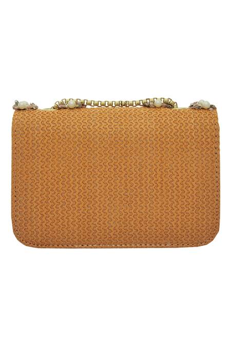 Shop_Moh-Maya By Disha Khatri_Orange Embellished Clutch_Online_at_Aza_Fashions