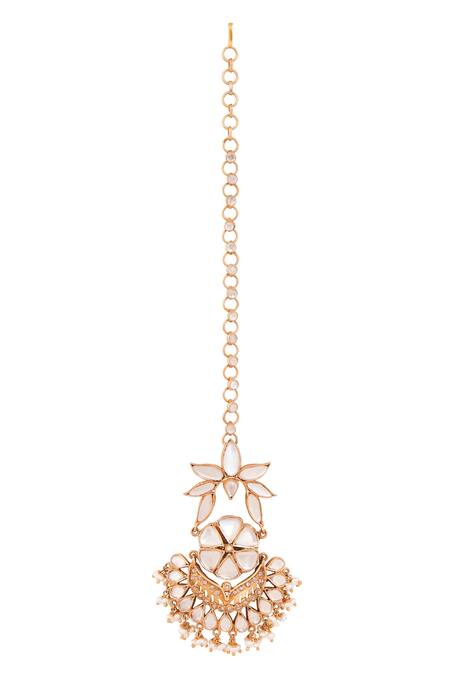 Shop Anita Dongre Gold Plated Crystals Chara Mangtikka at Aza Fashions Shop_Anita Dongre_Gold Plated Crystals Chara Mangtikka_at_Aza_Fashions