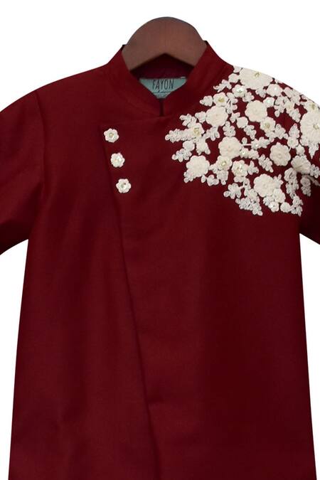 Fayon Kids White Cotton, Silk Embroidery Kurta Dhoti Set Online at Aza Fashions Fayon Kids_White Cotton, Silk Embroidery Kurta Dhoti Set _Online_at_Aza_Fashions