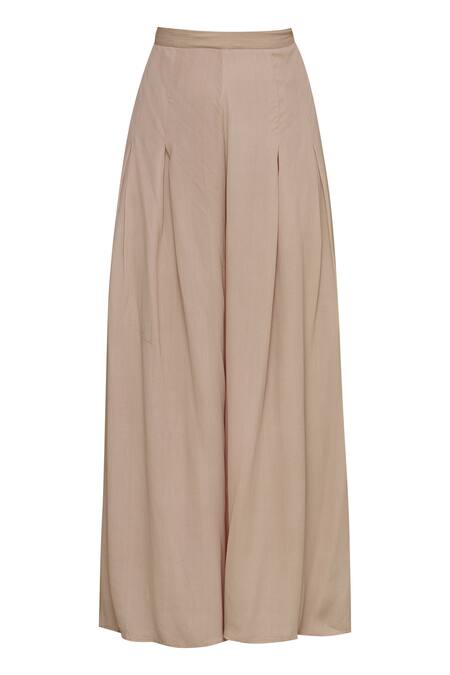 Shop_Ridhi Arora_Pink Viscose Moss Crepe One Shoulder Embroidered Top Palazzo Set_Online_at_Aza_Fashions