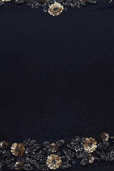 Ridhi Arora_Blue Bubble Crepe One Shoulder Embroidered Off Jumpsuit_at_Aza_Fashions