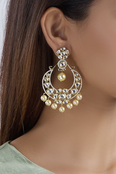 Chaotiq By Arti Gold Plated Kundan Chandbalis