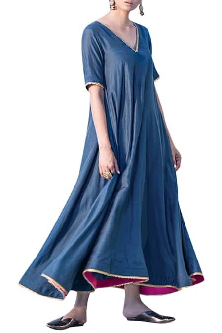 Kharakapas Cotton Silk Maxi Dress 