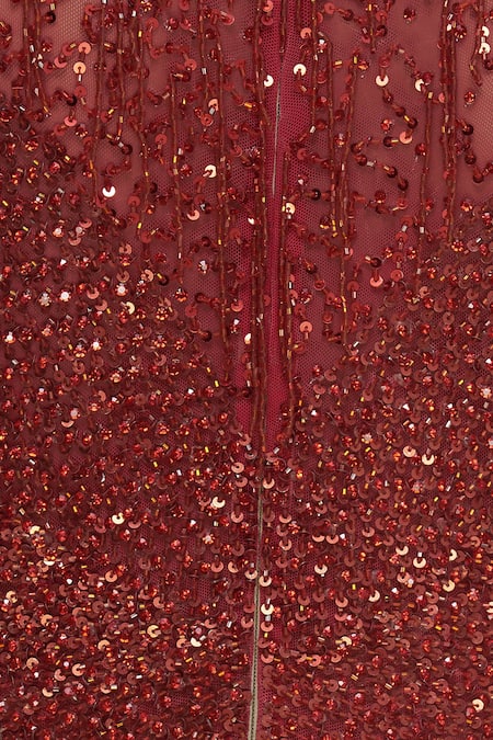 Chisel By Meghna Ramrakhiya Red Round Embellished Jumpsuit at Aza Fashions Chisel By Meghna Ramrakhiya_Red Round Embellished Jumpsuit _at_Aza_Fashions