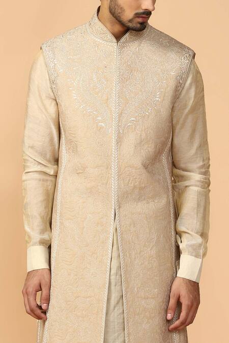 Buy Tarun Tahiliani Beige Katan Silk Quilted Sherwani Set Online at Aza Fashions Buy_Tarun Tahiliani_Beige Katan Silk Quilted Sherwani Set _Online_at_Aza_Fashions