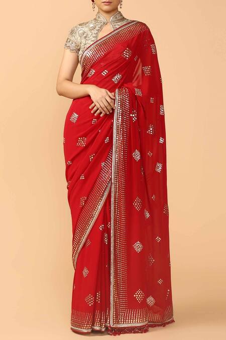 Tarun Tahiliani Embroidered Saree With Blouse