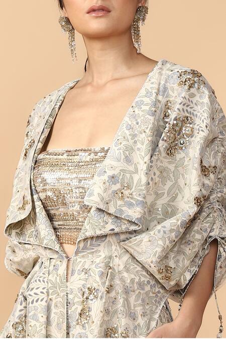 Buy Tarun Tahiliani Multi Color Tusser Silk Embroidered Jacket Pant Set Online at Aza Fashions Buy_Tarun Tahiliani_Multi Color Tusser Silk Embroidered Jacket Pant Set _Online_at_Aza_Fashions