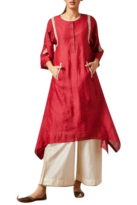 Myoho_Embroidered Kurta With Pants_Online_at_Aza_Fashions
