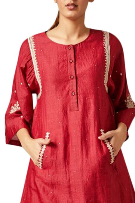 Buy_Myoho_Embroidered Kurta With Pants_Online_at_Aza_Fashions