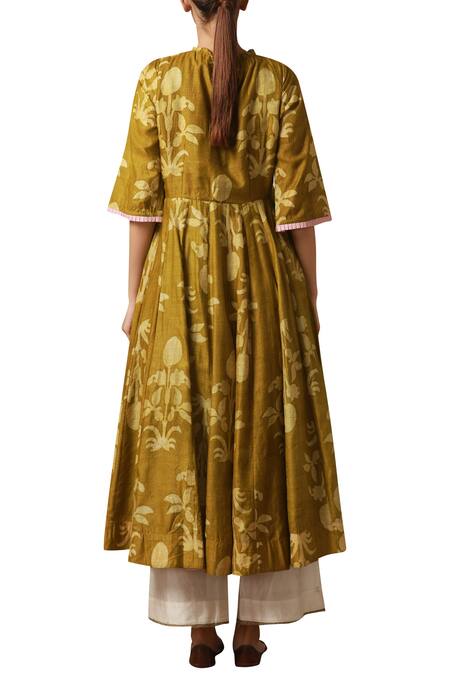 Shop Myoho Green Kurta Printed Anarkali With Pants at Aza Fashions Shop_Myoho_Green Kurta Printed Anarkali With Pants_at_Aza_Fashions