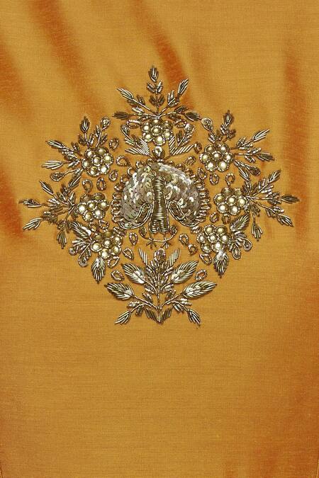 Ranian Orange Net, Silk Blend Round Embellished Kurta Set at Aza Fashions Ranian_Orange Net, Silk Blend Round Embellished Kurta Set _at_Aza_Fashions