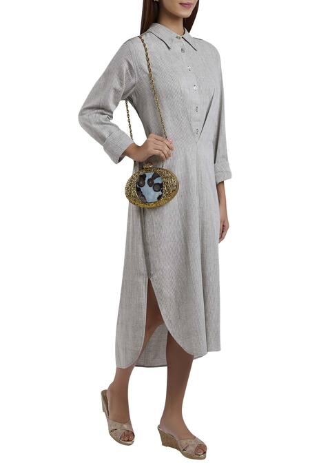 Buy_Be Chic_Gold Stone Handcrafted Metal Clutch_Online_at_Aza_Fashions