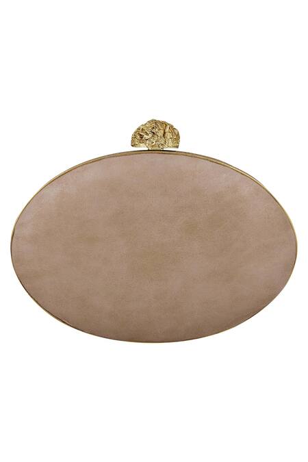 Shop_Be Chic_Gold Stone Handcrafted Metal Clutch_Online_at_Aza_Fashions