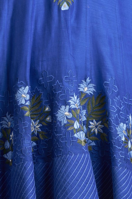 Buy Sue Mue Blue Handloom Cotton, Jute Notched Embroidered Kurta Set Online at Aza Fashions Buy_Sue Mue_Blue Handloom Cotton, Jute Notched Embroidered Kurta Set _Online_at_Aza_Fashions