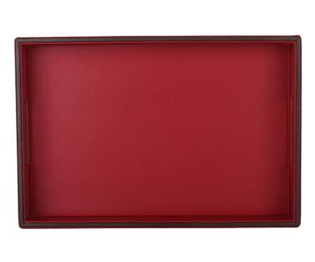 Shop Sammsara Red Pu Leather Rectangle Tray at Aza Fashions Shop_Sammsara_Red Pu Leather Rectangle Tray_at_Aza_Fashions