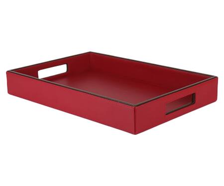 Sammsara Red Pu Leather Rectangle Tray Online at Aza Fashions Sammsara_Red Pu Leather Rectangle Tray_Online_at_Aza_Fashions