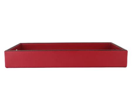 Shop Sammsara Red Pu Leather Rectangle Tray Online at Aza Fashions Shop_Sammsara_Red Pu Leather Rectangle Tray_Online_at_Aza_Fashions