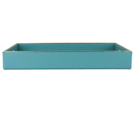 Shop_Sammsara_Blue Pu Leather Rectangle Tray_Online_at_Aza_Fashions