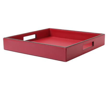 Buy_Sammsara_Red Pu Leather Square Tray_Online_at_Aza_Fashions