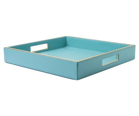 Buy_Sammsara_Blue Pu Leather Square Tray_Online_at_Aza_Fashions