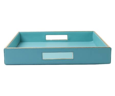 Shop_Sammsara_Blue Pu Leather Square Tray_Online_at_Aza_Fashions