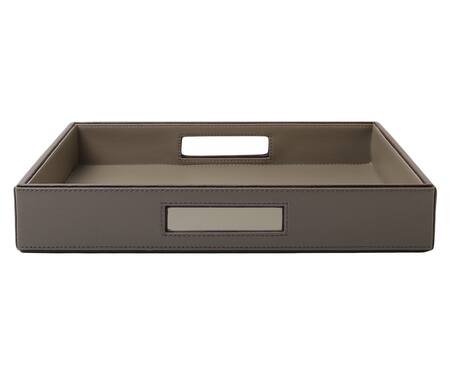 Shop_Sammsara_Beige Pu Leather Square Tray_Online_at_Aza_Fashions