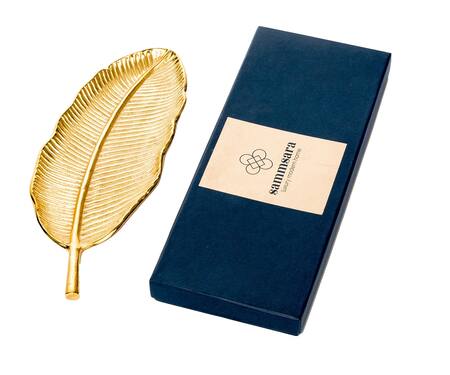 Sammsara_Gold Aluminium Banana Leaf Platter_Online_at_Aza_Fashions
