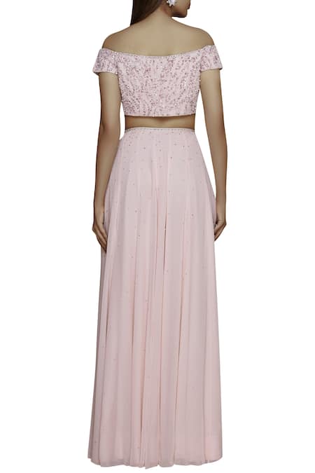 Shop Pooja Peshoria Pink Georgette Embellished Lehenga Set at Aza Fashions Shop_Pooja Peshoria_Pink Georgette Embellished Lehenga Set _at_Aza_Fashions
