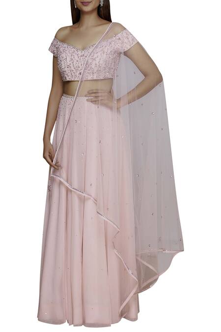 Buy Pooja Peshoria Pink Georgette Embellished Lehenga Set Online at Aza Fashions Buy_Pooja Peshoria_Pink Georgette Embellished Lehenga Set _Online_at_Aza_Fashions