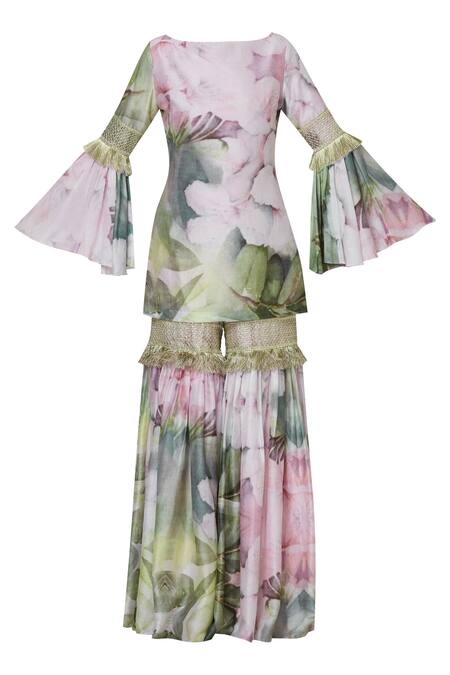 Buy Swatee Singh Beige Printed Kurta Sharara Set Online at Aza Fashions Buy_Swatee Singh_Beige Printed Kurta Sharara Set _Online_at_Aza_Fashions