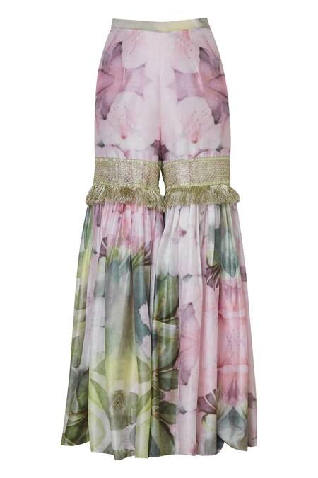 Shop Swatee Singh Beige Printed Kurta Sharara Set Online at Aza Fashions Shop_Swatee Singh_Beige Printed Kurta Sharara Set _Online_at_Aza_Fashions