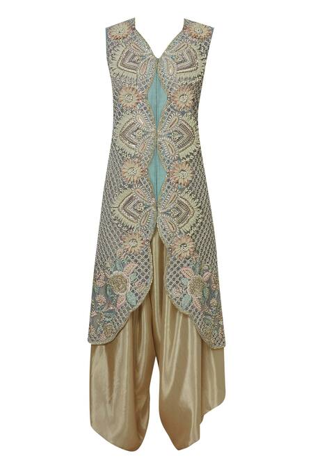 Buy Sonali Gupta Blue Organza V Neck Embroidered Kurta Set Online at Aza Fashions Buy_Sonali Gupta_Blue Organza V Neck Embroidered Kurta Set _Online_at_Aza_Fashions