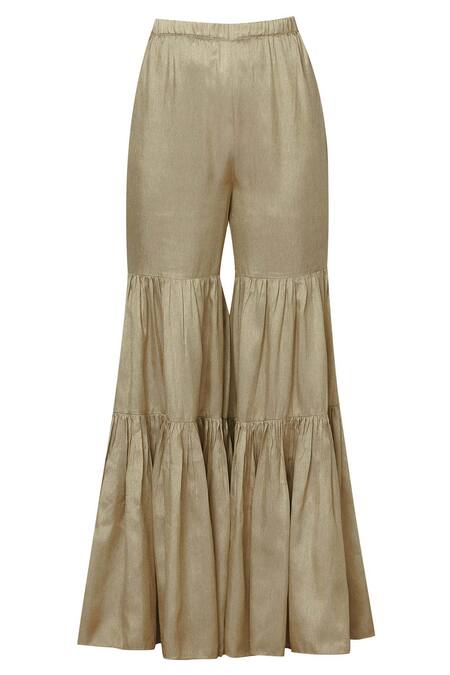 Shop_Sonali Gupta_Blue Pure Organza Round Embroidered Kurta Sharara Set  _Online_at_Aza_Fashions