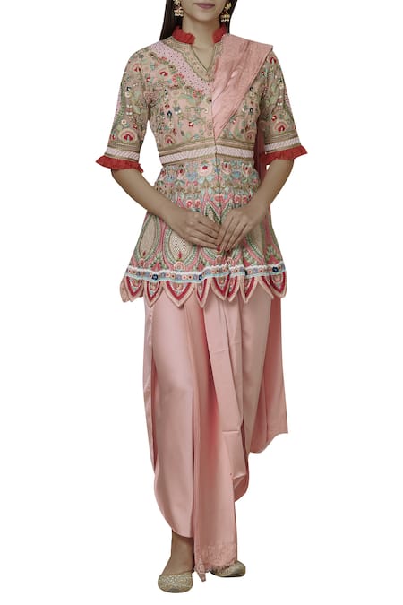 Sonali Gupta Embroidered Kurta with Draped Pants 