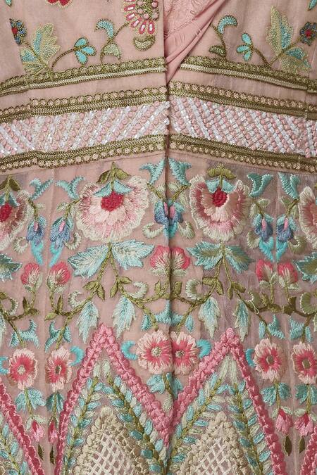 Sonali Gupta Pink Pure Organza V Neck Embroidered Kurta With Draped Pants at Aza Fashions Sonali Gupta_Pink Pure Organza V Neck Embroidered Kurta With Draped Pants _at_Aza_Fashions