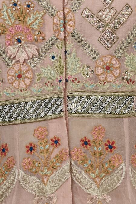 Sonali Gupta Pink Pure Organza Round Embroidered Kurta Lehenga Set at Aza Fashions Sonali Gupta_Pink Pure Organza Round Embroidered Kurta Lehenga Set _at_Aza_Fashions